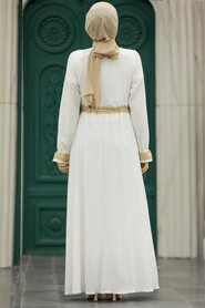  Ecru Hijab Maxi Dress 5852E - 3