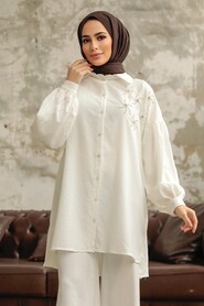  Ecru Hijab Turkish Shirt 11221E - 2