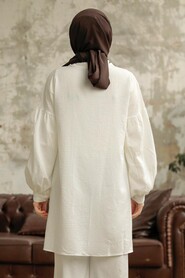 Ecru Hijab Turkish Shirt 11221E - 3