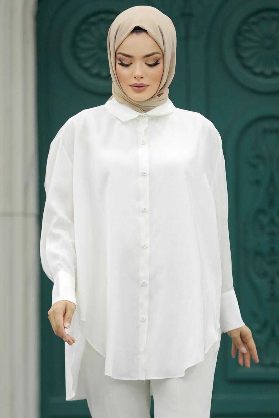 Neva Style - Ecru Hijab Turkish Tunic 10236E