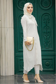 Neva Style - Ecru Hijab Turkish Tunic 5401E - Thumbnail
