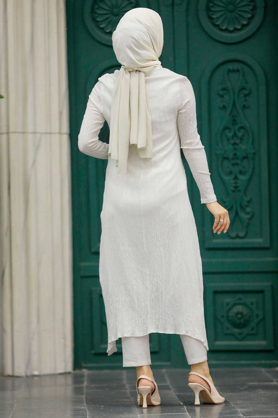 Neva Style - Ecru Hijab Turkish Tunic 5401E