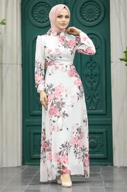  Ecru Islamic Clothing Dress 27940E - 2