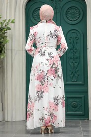  Ecru Islamic Clothing Dress 27940E - 3