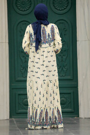  Ecru Islamic Clothing Dress 50092E - 3