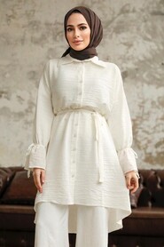  Ecru Islamic Clothing Shirt 11261E - 1