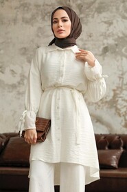  Ecru Islamic Clothing Shirt 11261E - 2