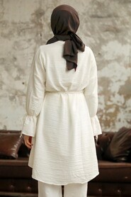  Ecru Islamic Clothing Shirt 11261E - 3