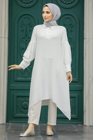  Ecru Islamic Clothing Tunic 615E - 2