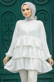  Ecru Islamic Clothing Tunic 64701E - 1