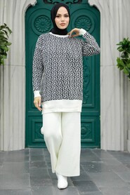  Ecru Knitwear Islamic Clothing Dual Suit 9732E - 3