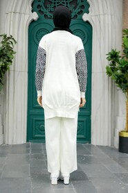  Ecru Knitwear Islamic Clothing Dual Suit 9732E - 4