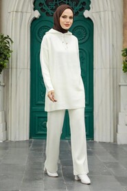  Ecru Knitwear Muslim Dual Suit 10032E - 1