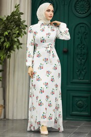  Ecru Modest Dress 27935E - 1