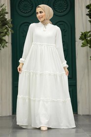  Ecru Modest Dress 5842E - 1