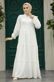  Ecru Modest Dress 5842E - 3
