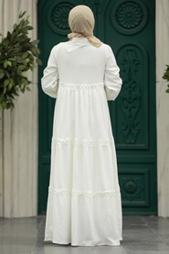  Ecru Modest Dress 5842E - 4