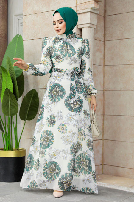  Ecru Muslim Dress 279320E - NEVA STYLE