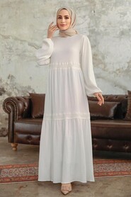  Ecru Muslim Dress 5856E - 1