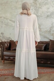  Ecru Muslim Dress 5856E - 3