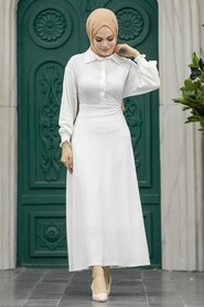  Ecru Muslim Long Dress Style 5858E - 2