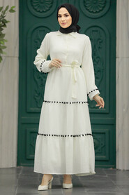  Ecru Muslim Long Dress Style 5907E - 2