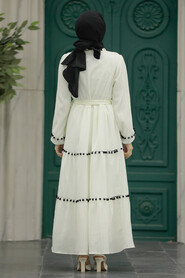  Ecru Muslim Long Dress Style 5907E - 3