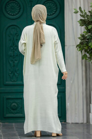  Ecru Muslim Long Knitwear Dress Style 34150E - 4