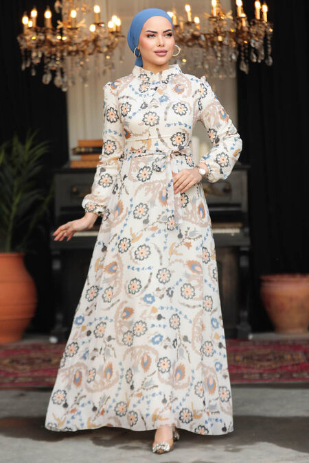  Ecru Plus Size Dress 279326E - NEVA STYLE