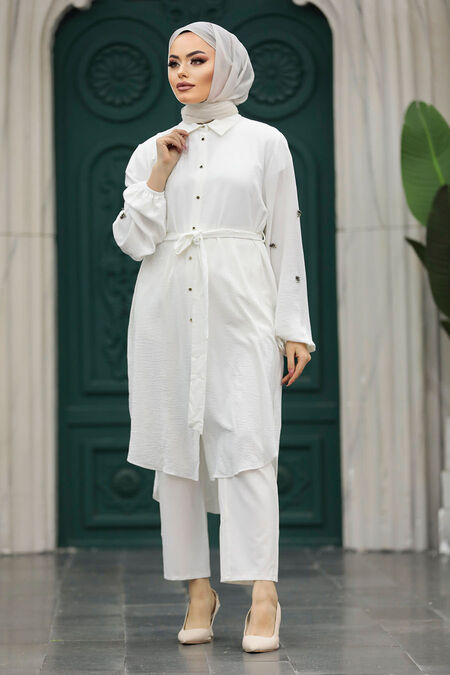  Ecru Plus Size Tunic 21095E - NEVA STYLE