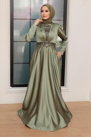  Elegant Almond Green Hijab Engagement Gown 22221CY - 1