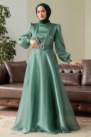  Elegant Almond Green Hijab Evening Dress 36831CY - 1
