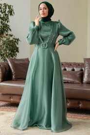  Elegant Almond Green Hijab Evening Dress 36831CY - 3