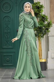  Elegant Almond Green Muslim Fashion Wedding Dress 40641CY - 1