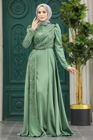  Elegant Almond Green Muslim Fashion Wedding Dress 40641CY - 2