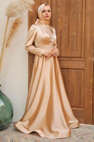  Elegant Beige Hijab Engagement Gown 22221BEJ - 1