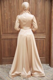 Elegant Beige Hijab Engagement Gown 22221BEJ - 3