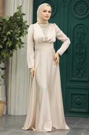  Elegant Beige Muslim Engagement Dress 39011BEJ - 3