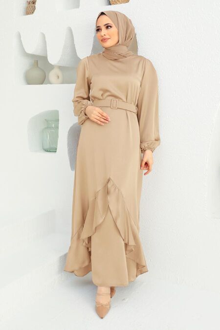  Elegant Beige Muslim Fashion Evening Dress 4566BEJ - NEVA STYLE