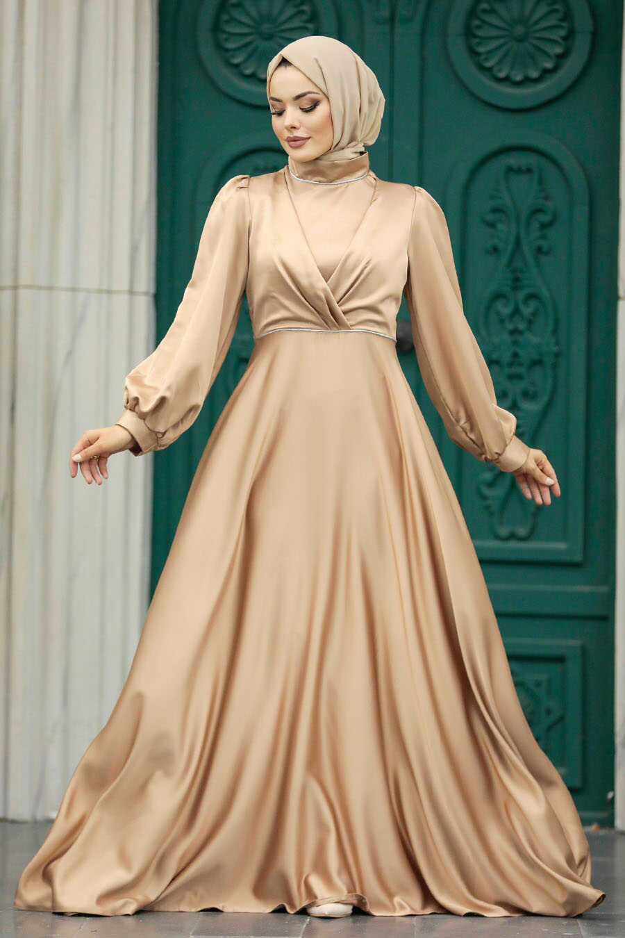 Neva Style - Elegant Biscuit Modest Evening Gown 5926BS