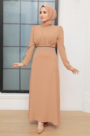  Elegant Biscuit Muslim Bridal Dress 51531BS - 3