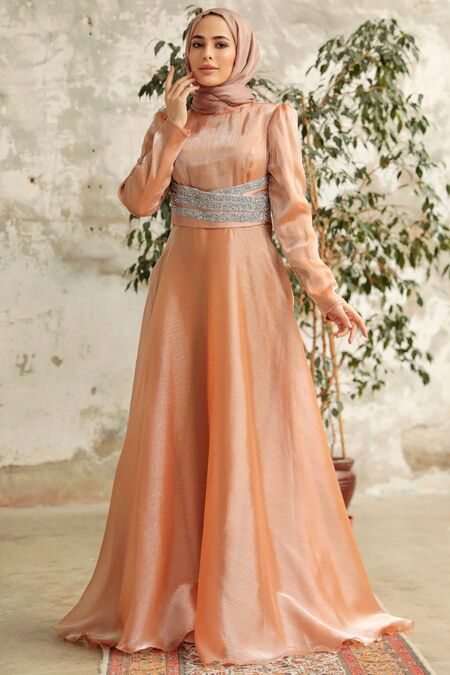  Elegant Biscuit Muslim Fashion Wedding Dress 3812BS - NEVA STYLE