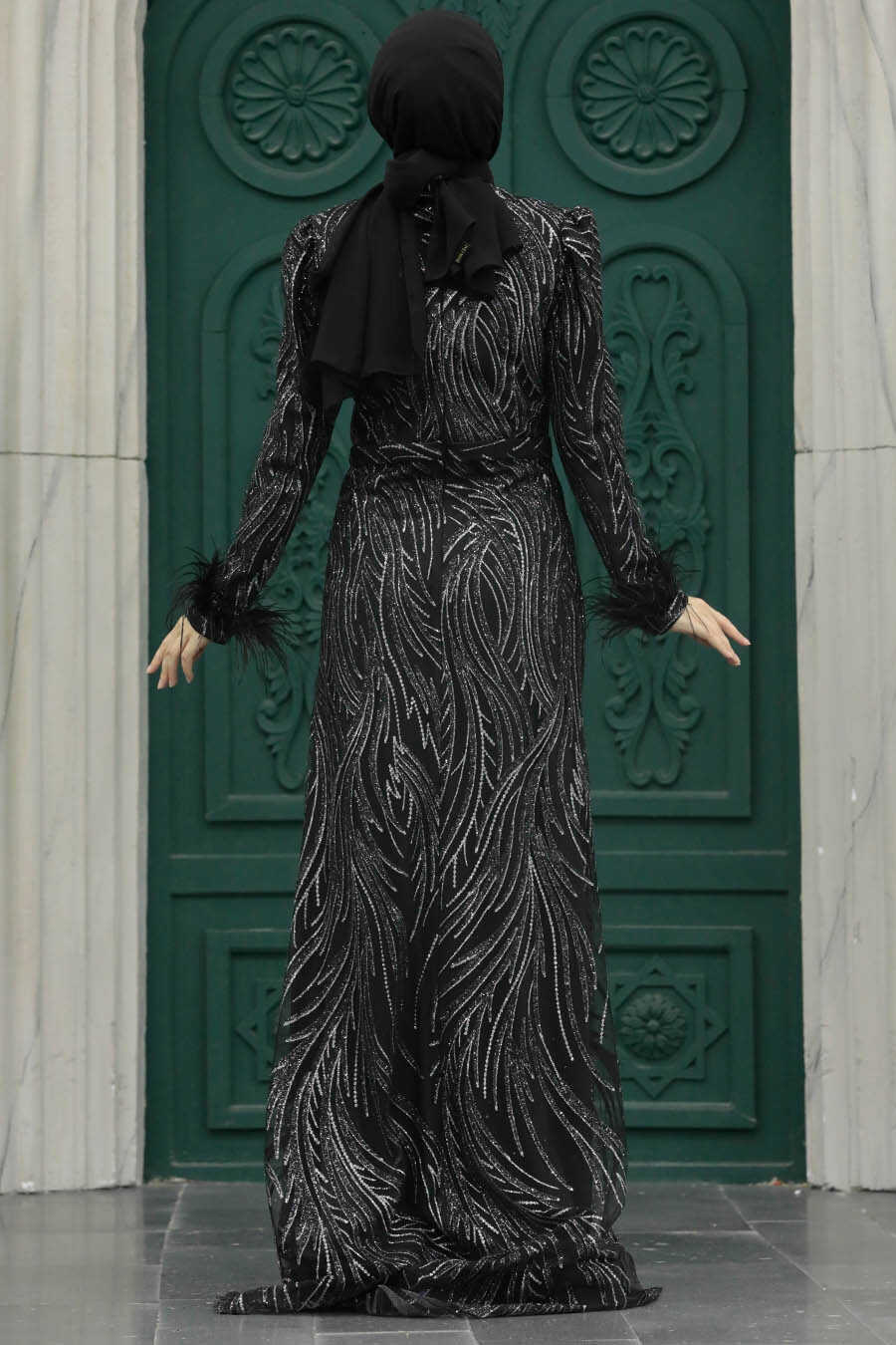 Neva Style - Elegant Black Islamic Evening Dress 23061S