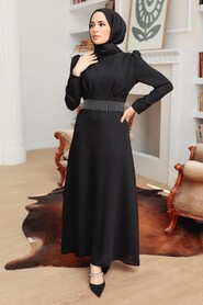  Elegant Black Muslim Bridal Dress 51531S - 2