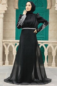  Elegant Black Muslim Engagement Dress 25854S - 1