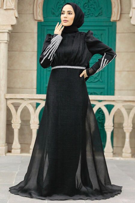  Elegant Black Muslim Engagement Dress 25854S - NEVA STYLE