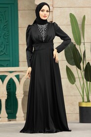  Elegant Black Muslim Engagement Dress 39011S - 1