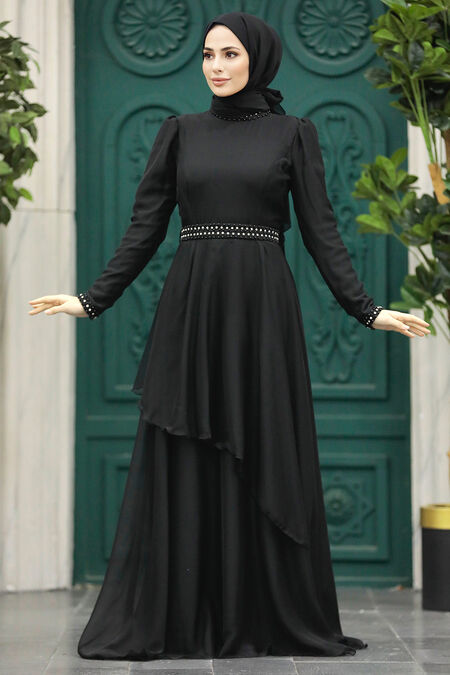 Elegant Black Muslim Fashion Evening Dress 22223S - NEVA STYLE