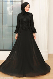  Elegant Black Muslim Fashion Wedding Dress 753S - 1