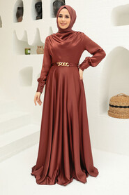  Elegant Brown Muslim Engagement Dress 3460KH - 1